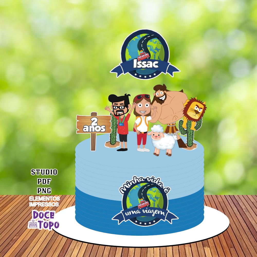 Topo de Bolo Minha Vida é uma Viagem 03 - Studio/PDF/PNG