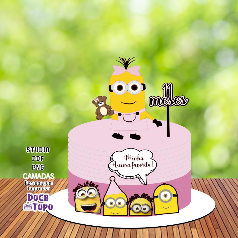 Topo de Bolo Minions 02 Studio/PDF/PNG