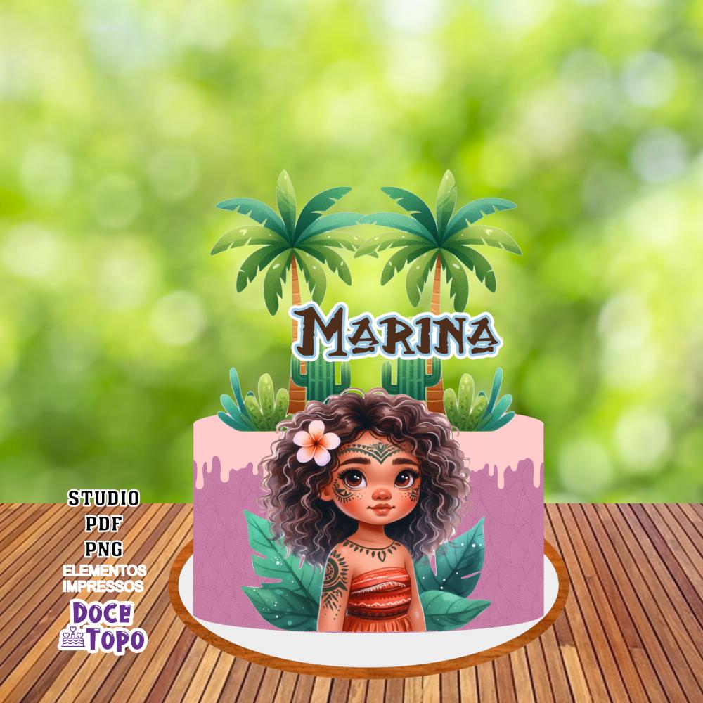 Topo de Bolo Moana 05 Studio/PDF/PNG