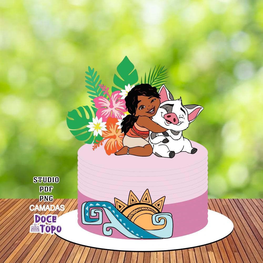 Topo de Bolo Moana 06 Studio/PDF/PNG