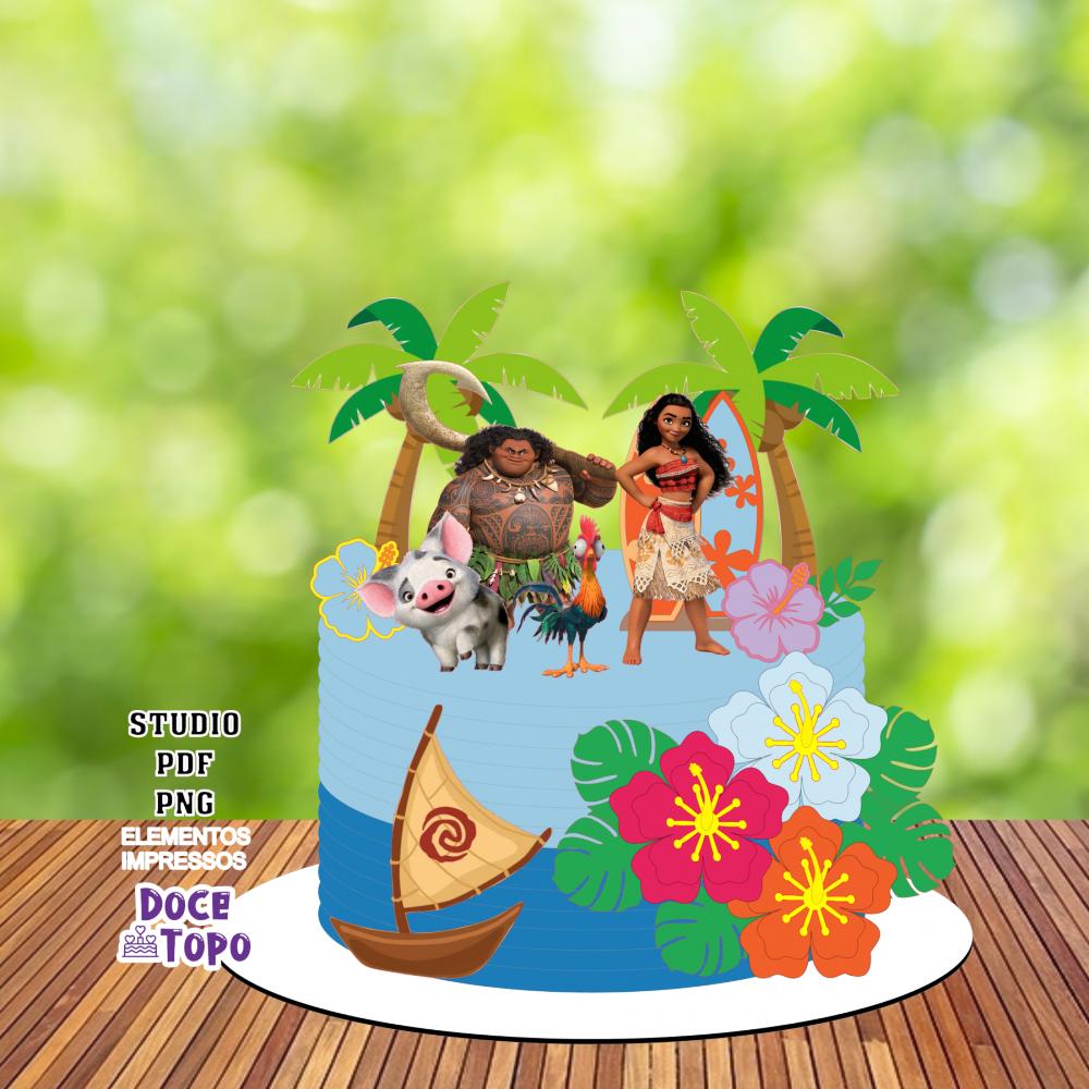 Topo de Bolo Moana 07 Studio/PDF/PNG