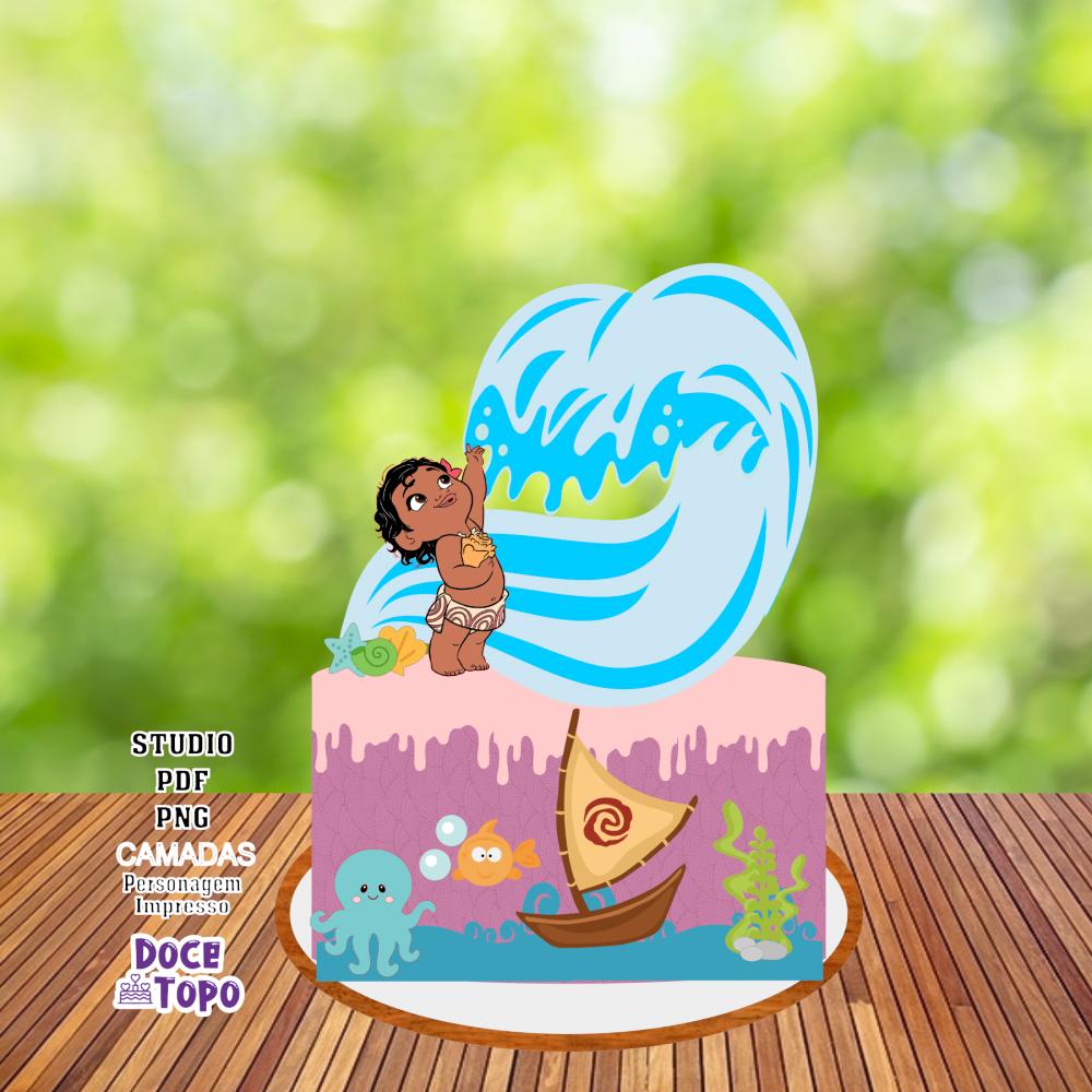 Topo de Bolo Moana Baby 06 Studio/PDF/PNG