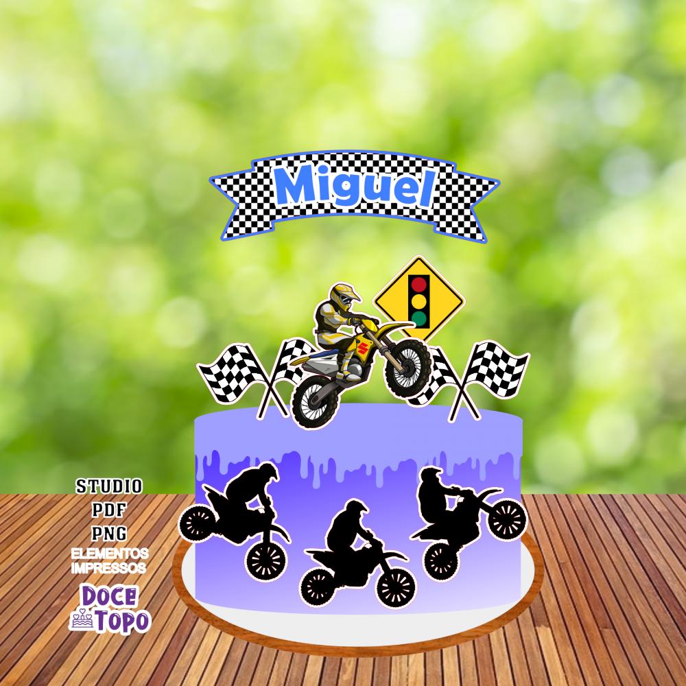 Topo de Bolo Motocross 01 Studio/PDF/PNG