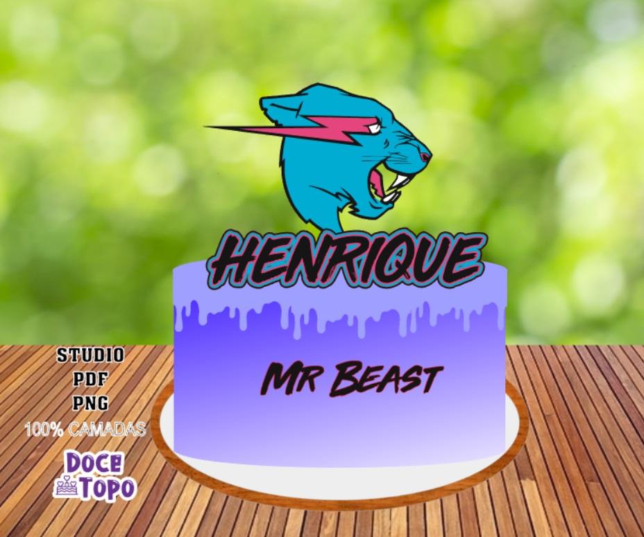 Topo de Bolo MR BEAST Studio/PDF/PNG