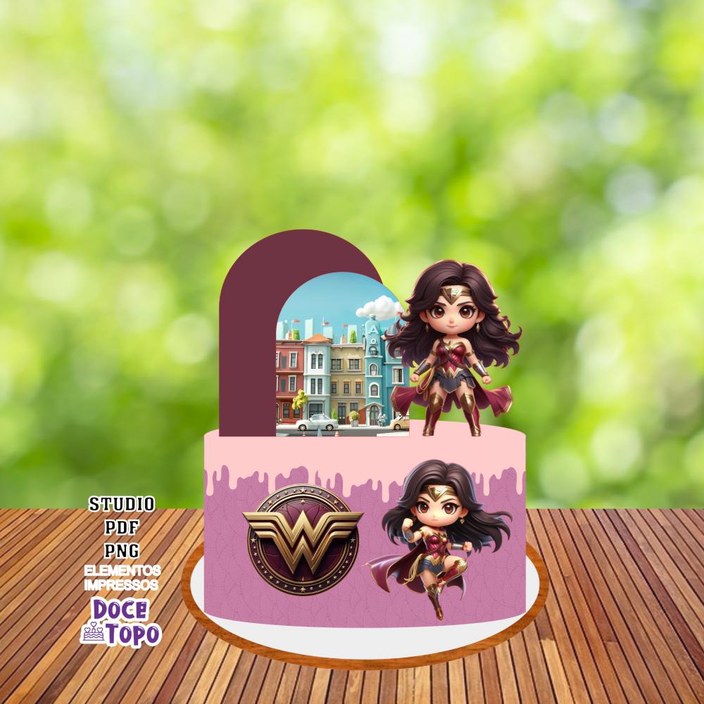 Topo de Bolo Mulher Maravilha 01 Studio/PDF/PNG