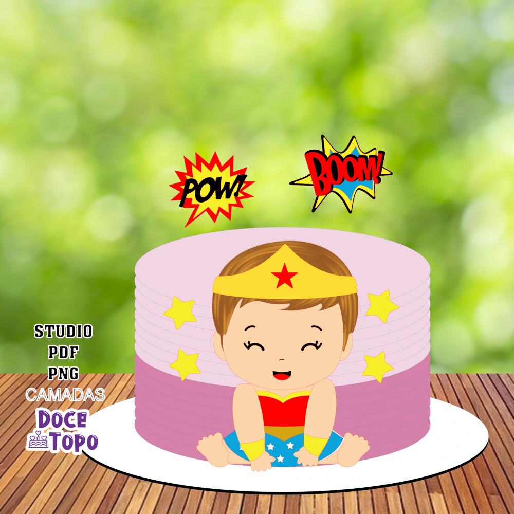 Topo de Bolo Mulher Maravilha 03 Studio/PDF/PNG