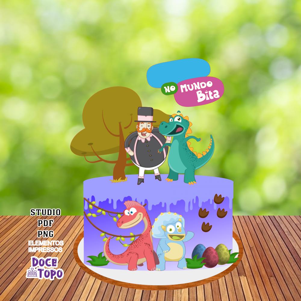Topo de Bolo Mundo Bita Dinossauros Studio/PDF/PNG