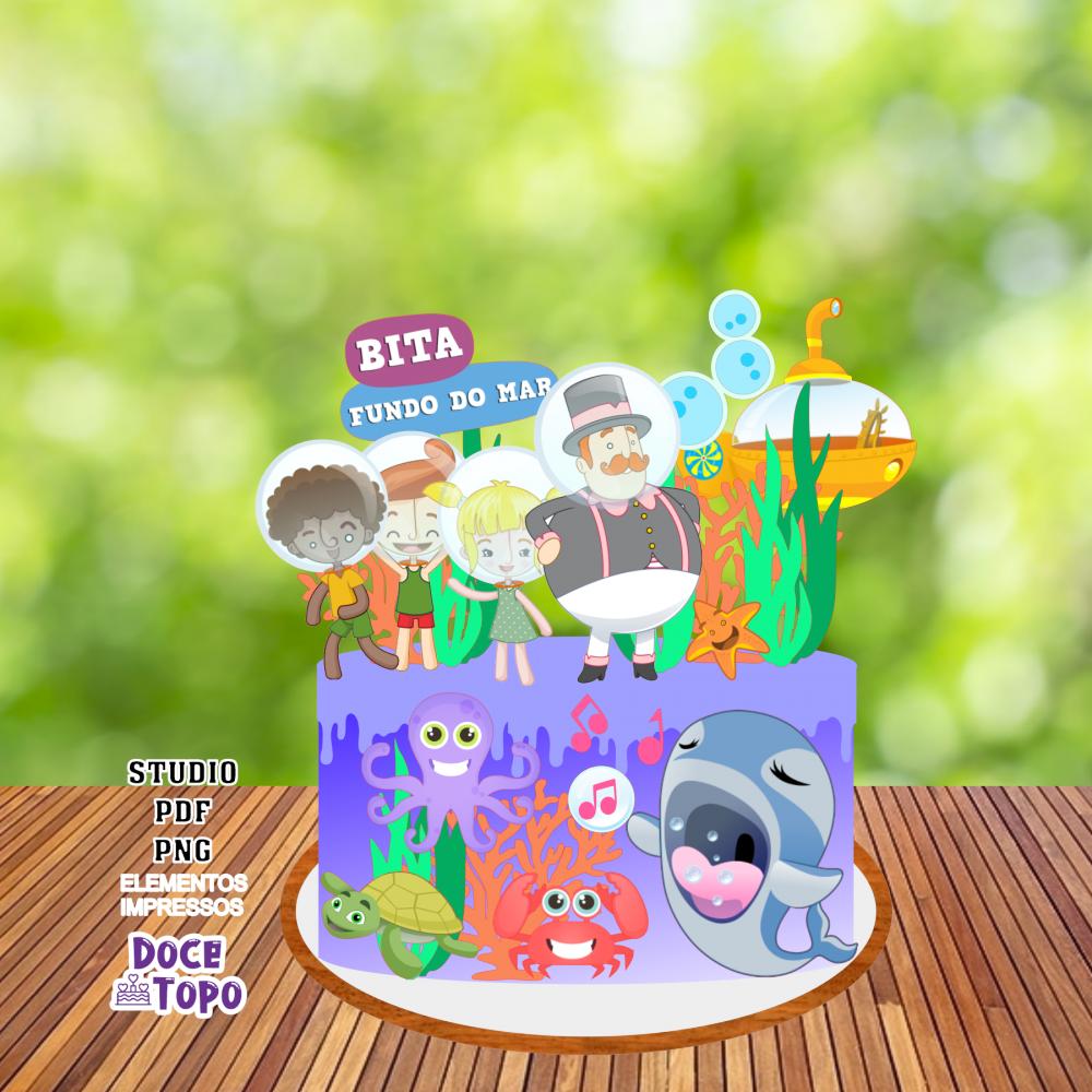 Topo de Bolo Mundo Bita Fundo do Mar - Studio/PDF/PNG