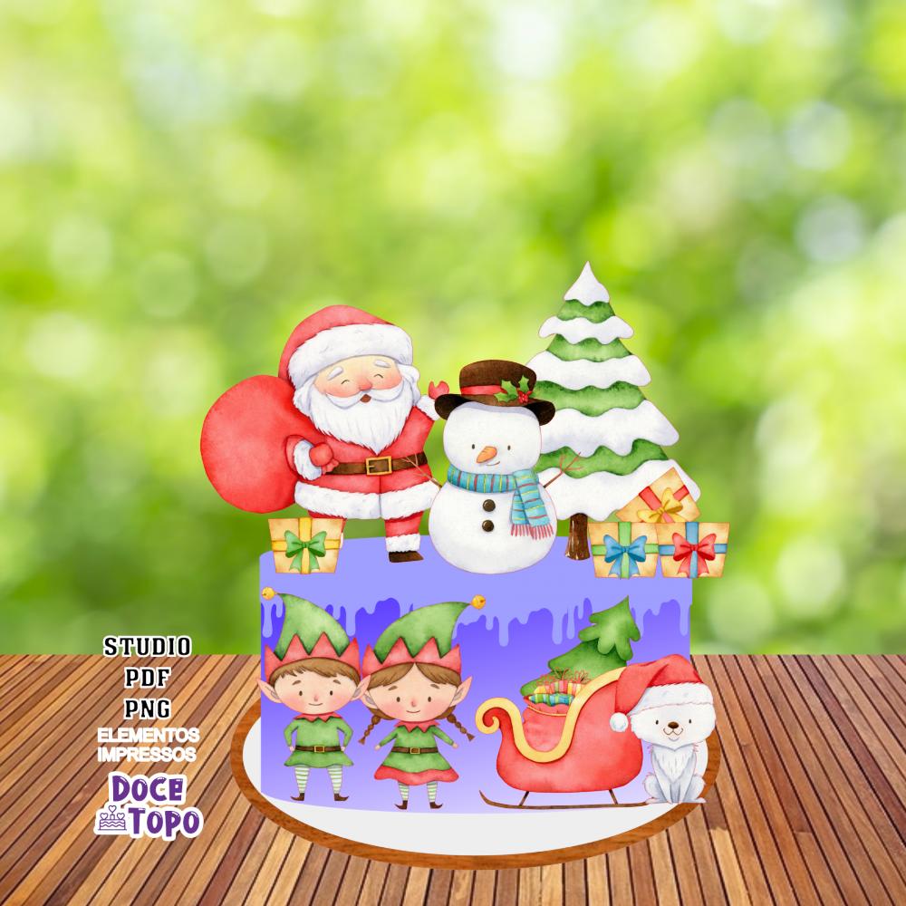 Topo de Bolo Natal 20 Studio/PDF/PNG