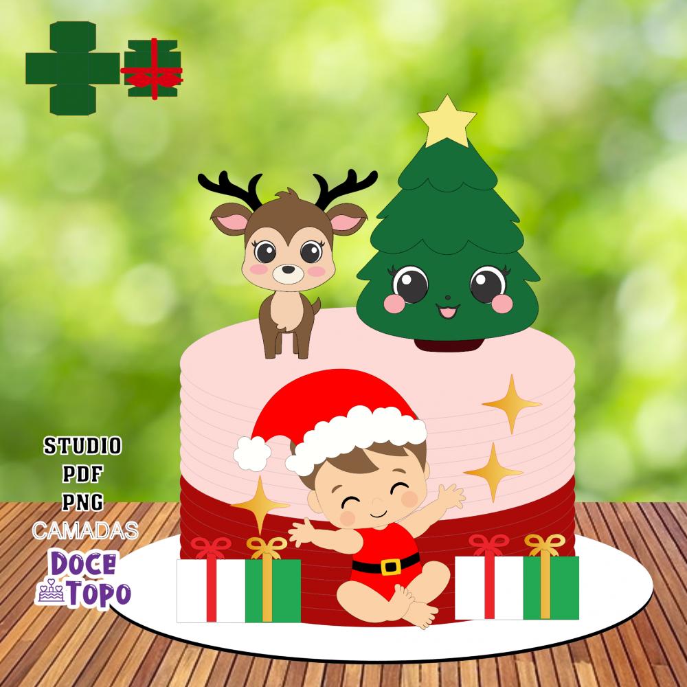 Topo de Bolo Natal 29 Studio/PDF/PNG
