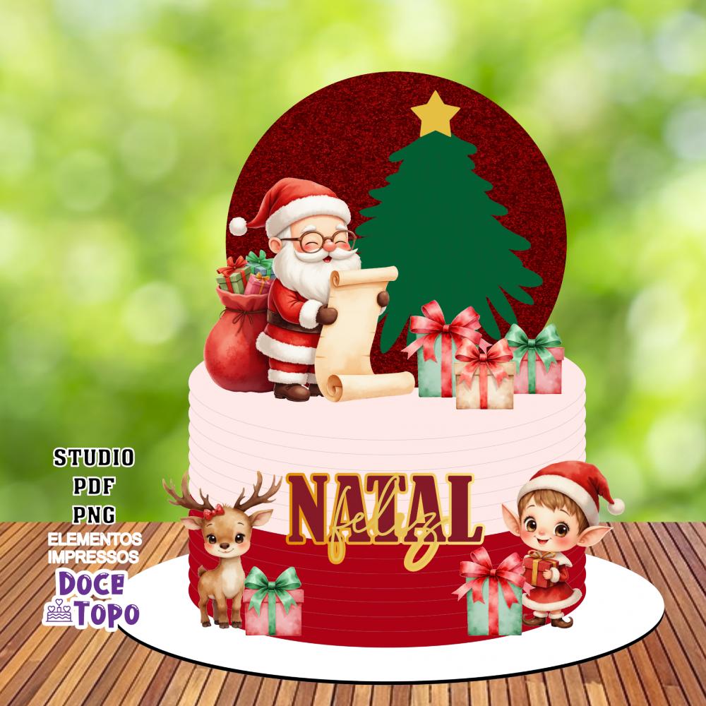 Topo de Bolo Natal 56 Studio/PDF/PNG
