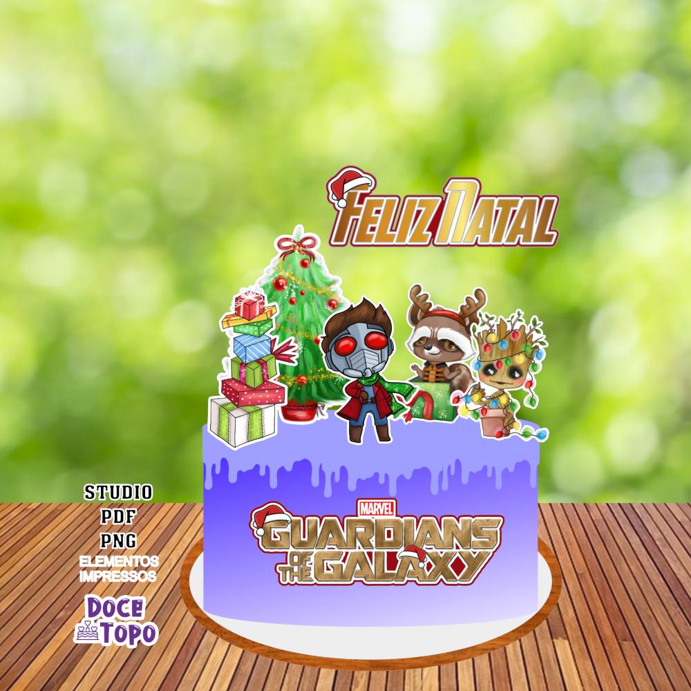 Topo de Bolo Natal Guardiões Studio/PDF/PNG