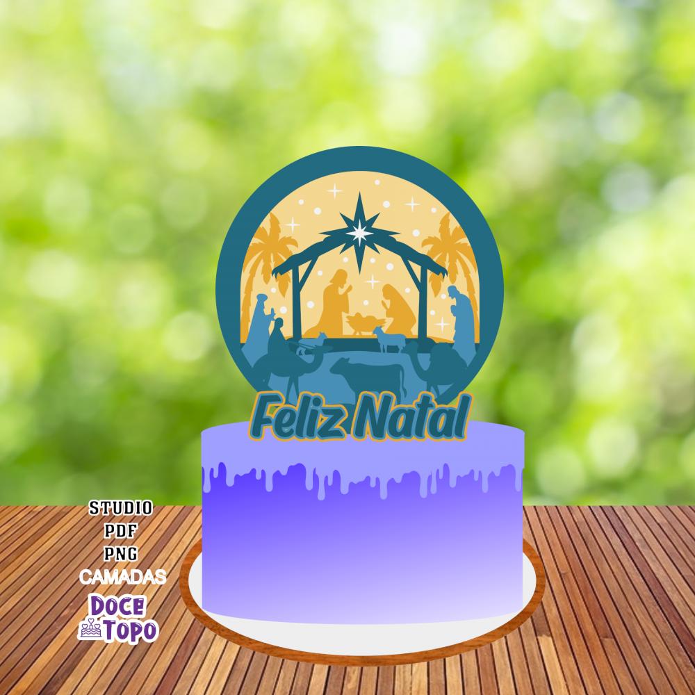 Topo de Bolo Natal Presépio 03 Studio/PDF/PNG