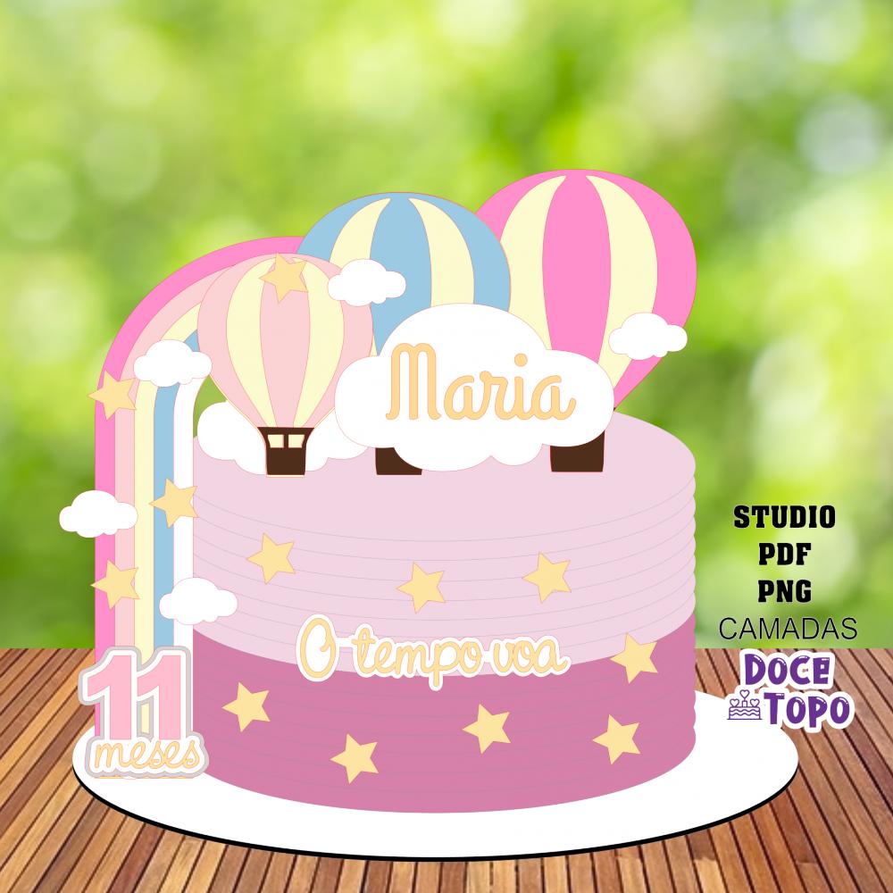 Topo de Bolo O Tempo Voa 04 Studio/PDF/PNG