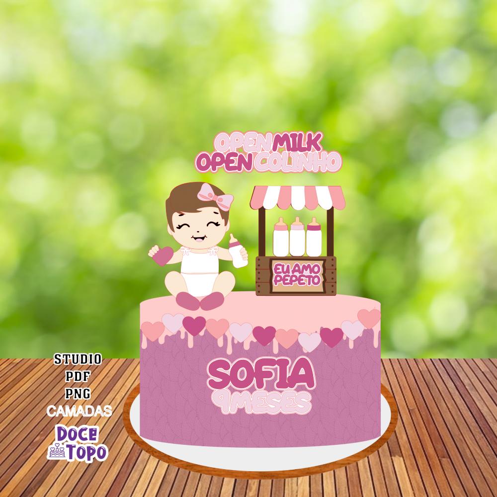 Topo de Bolo Open Milk 01 Studio/PDF/PNG