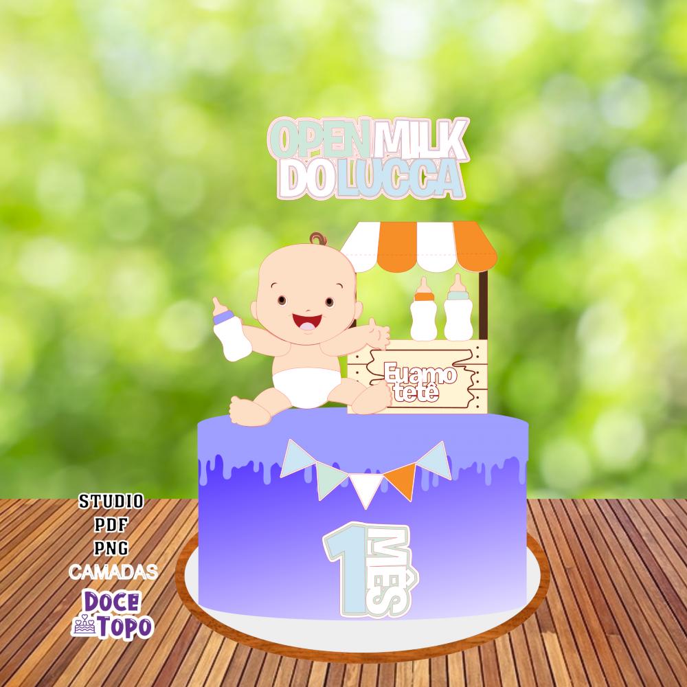 Topo de Bolo Open Milk 02 Studio/PDF/PNG