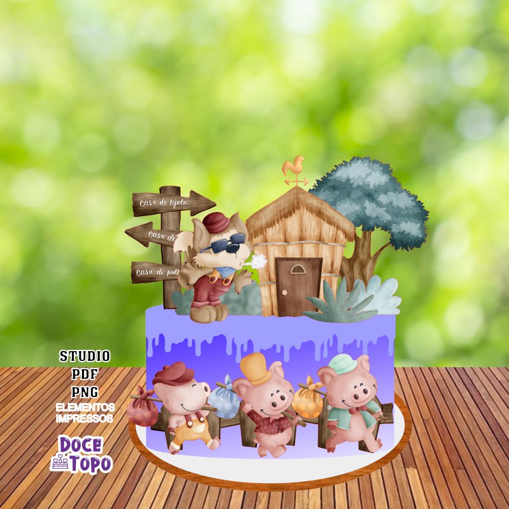 Topo de Bolo Os 3 Porquinhos 01 Studio/PDF/PNG