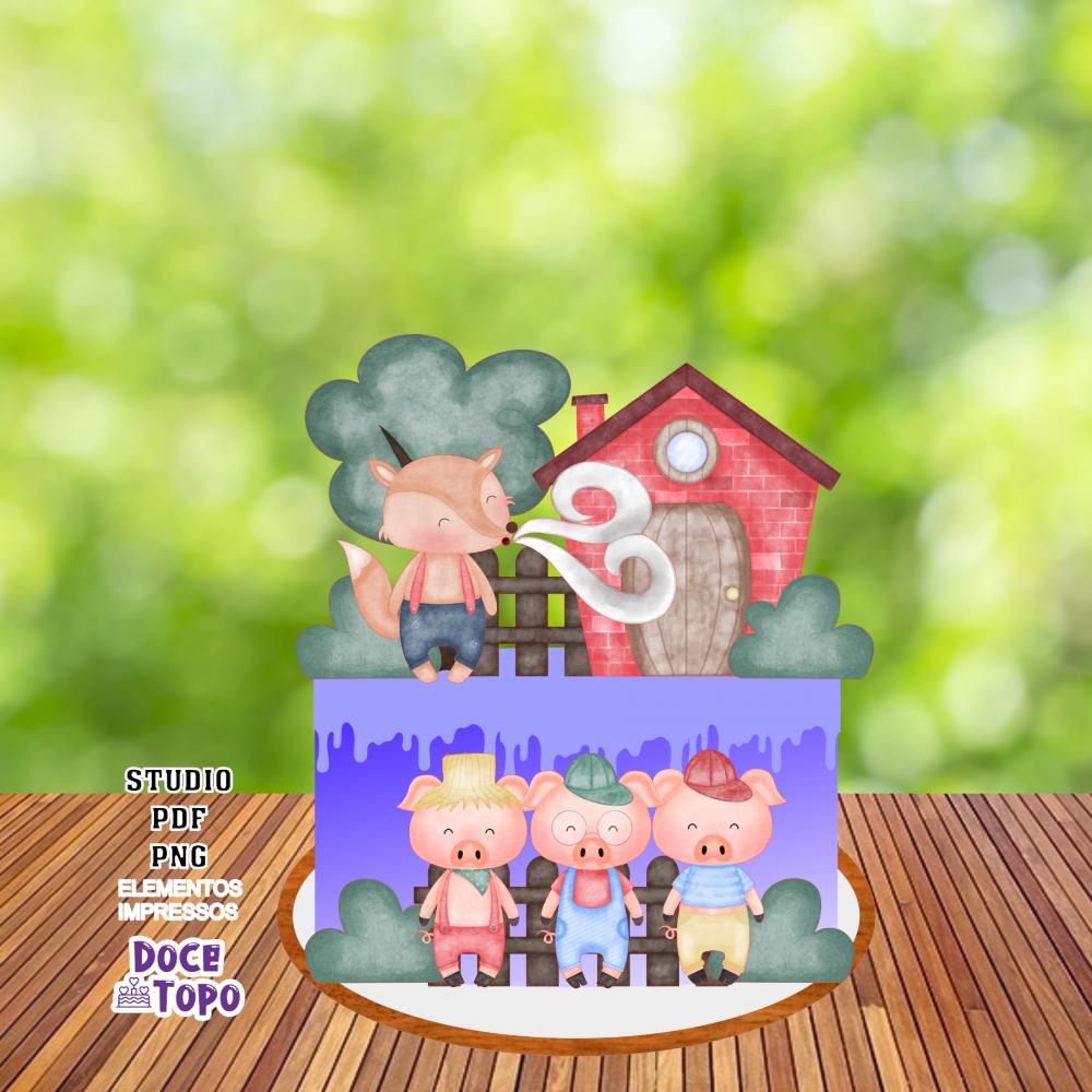Topo de Bolo Os 3 Porquinhos 02 Studio/PDF/PNG