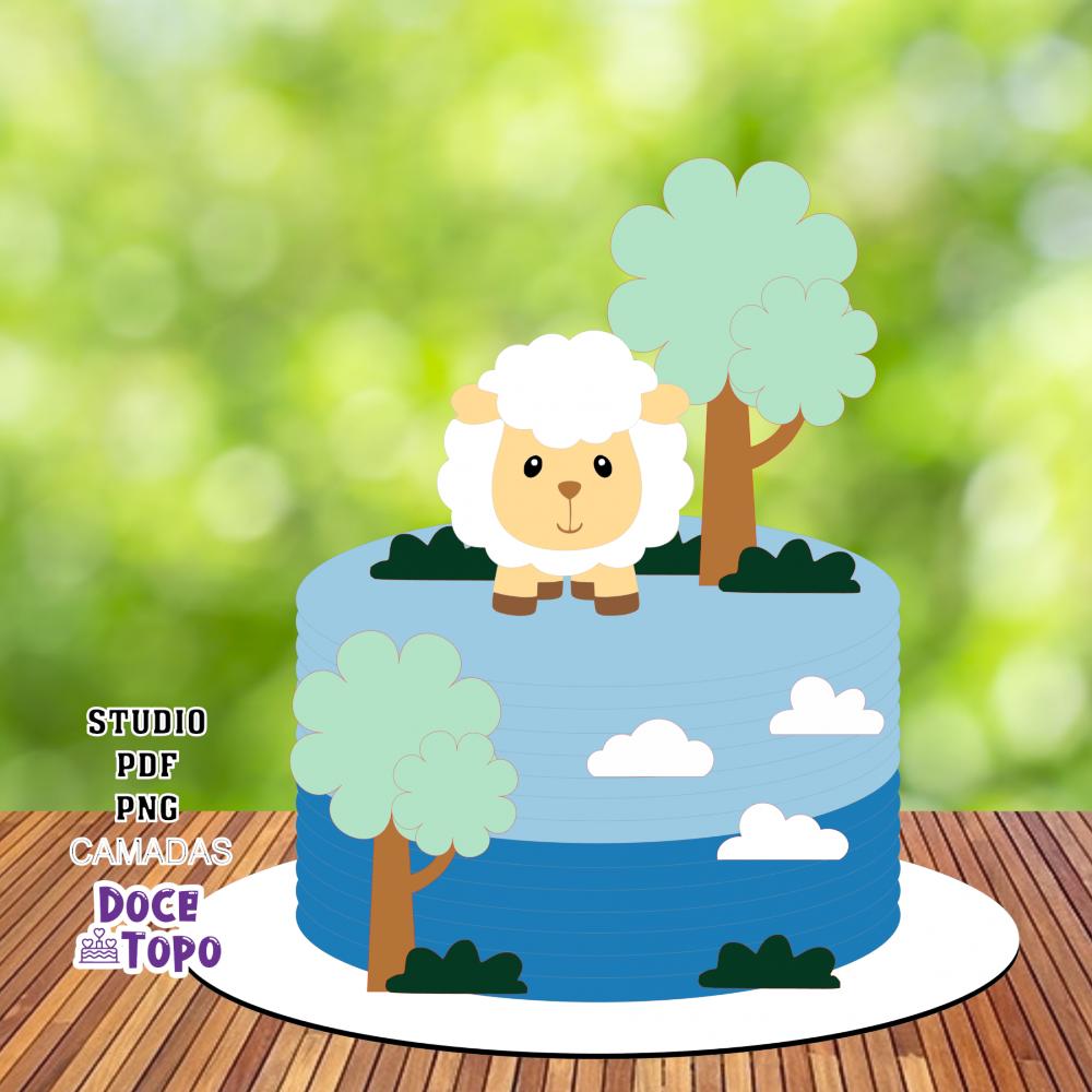Topo de Bolo Ovelhinha 08 Studio/PDF/PNG