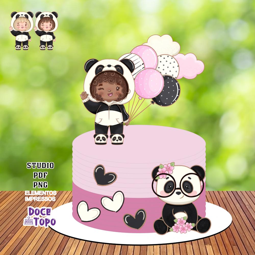Topo de Bolo Chá Revelação Panda 01 Studio/PDF/PNG