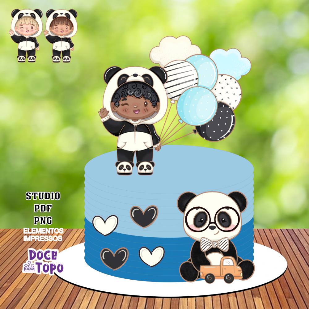 Topo de Bolo Chá Revelação Panda 02 Studio/PDF/PNG