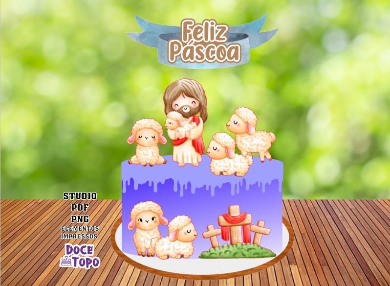Topo de Bolo Páscoa 05 Studio/PDF/PNG
