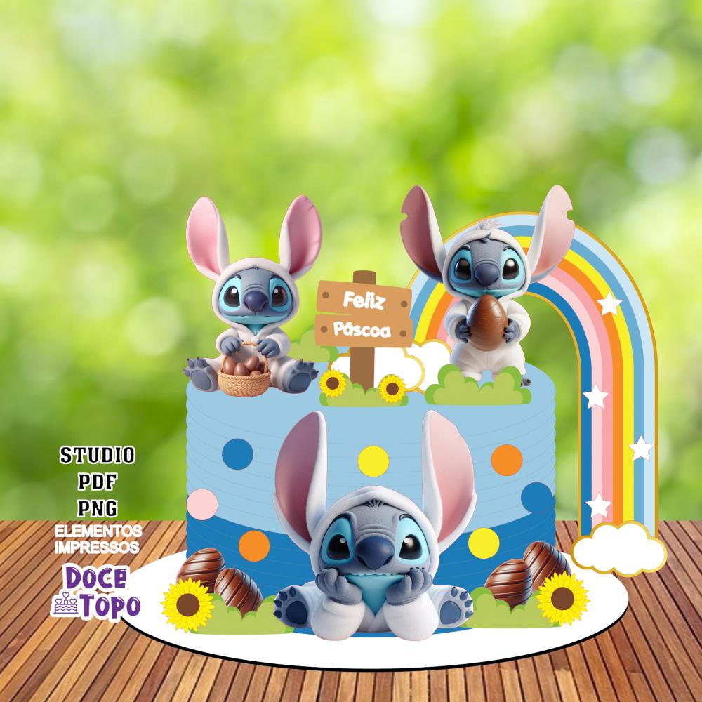 Topo de Bolo Páscoa Stitch 01 Studio/PDF/PNG