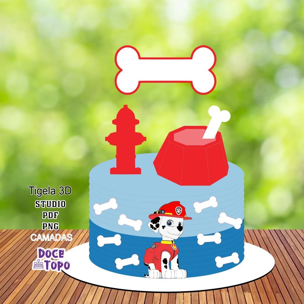 Topo de Bolo Patrulha Canina Marshall Studio/PDF/PNG