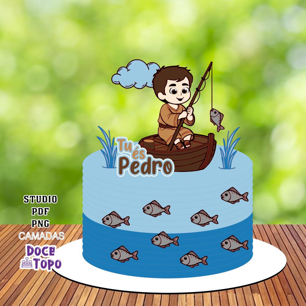 Topo de Bolo Pedro Discípulo de Jesus 02 Studio/PDF/PNG