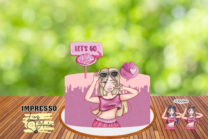 Topo de Bolo Pink Girl 03 Studio/PDF/PNG