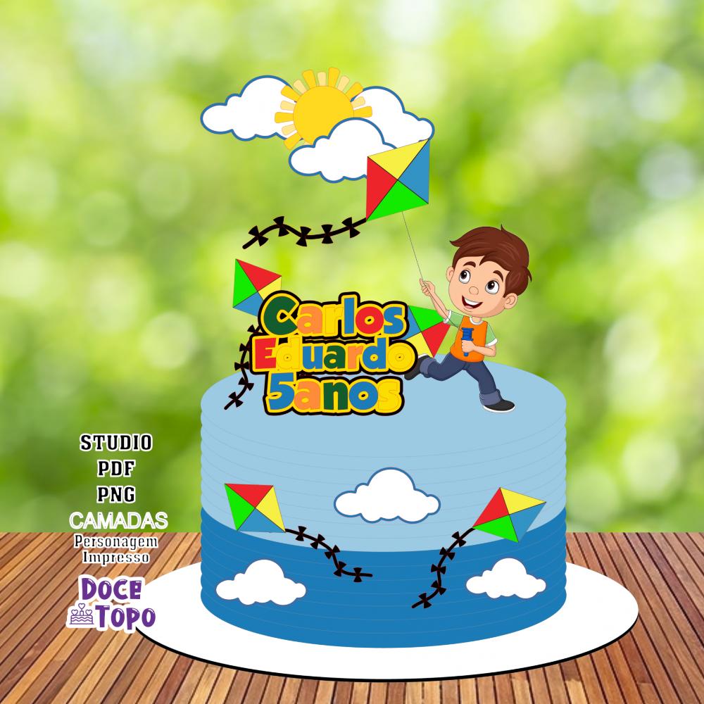 Topo de Bolo Pipa 01 Studio/PDF/PNG