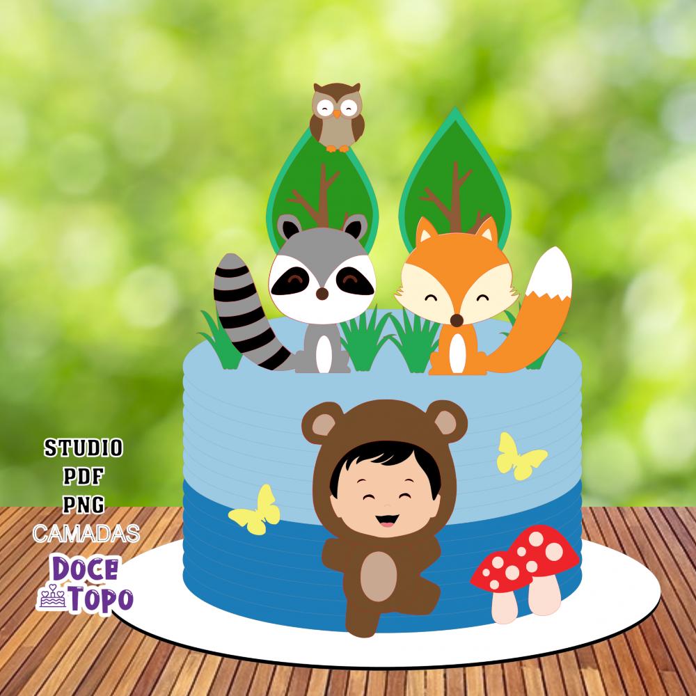 Topo de Bolo Bosque 06 Studio/PDF/PNG