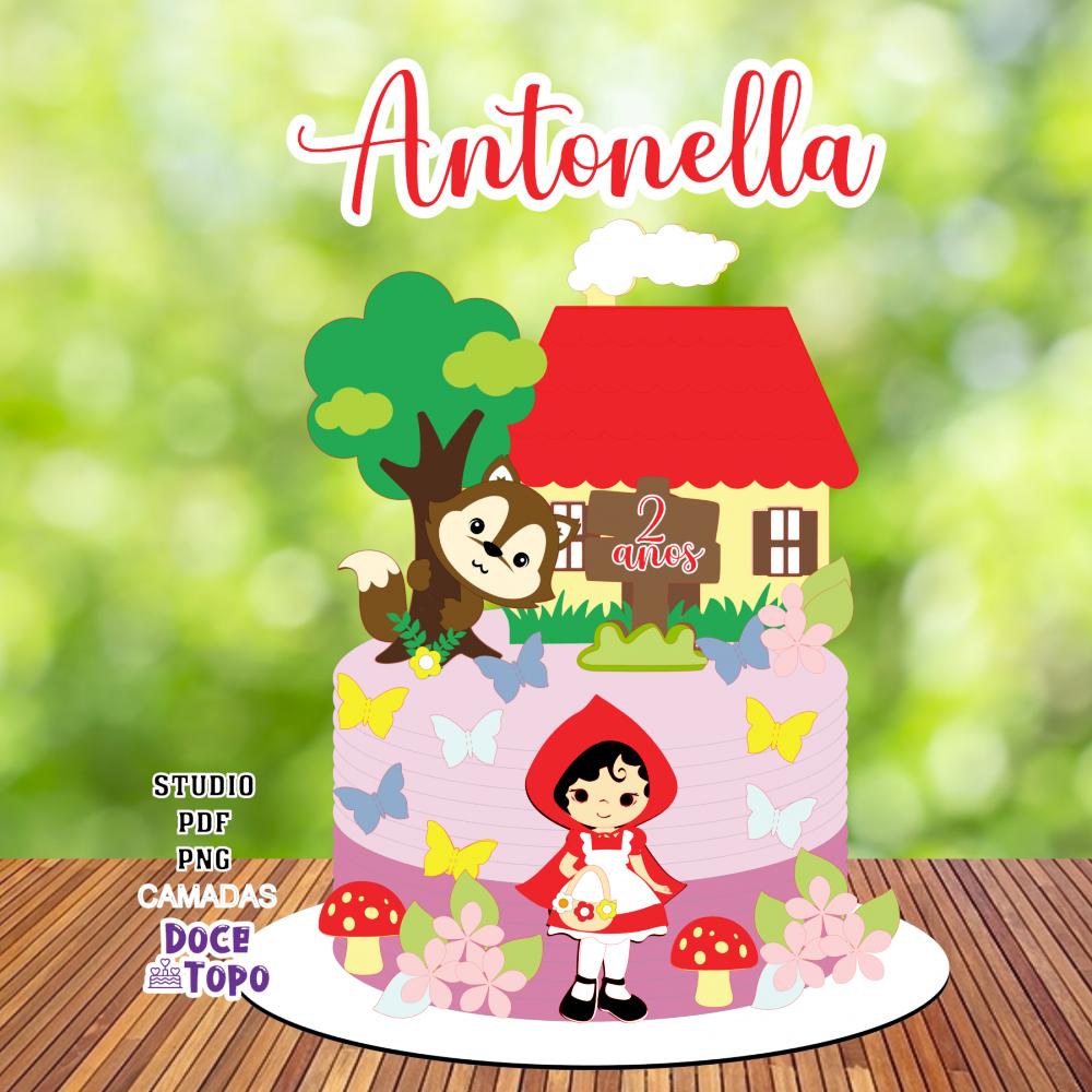 Topo de Bolo Chapeuzinho Vermelho 02 Studio/PDF/PNG