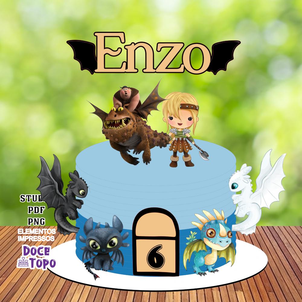 Topo de Bolo Como Treinar o seu Dragão 06 Studio/PDF/PNG