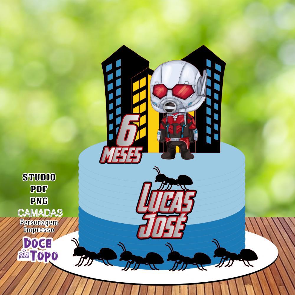 Topo de Bolo Homem Formiga 01 Studio/PDF/PNG