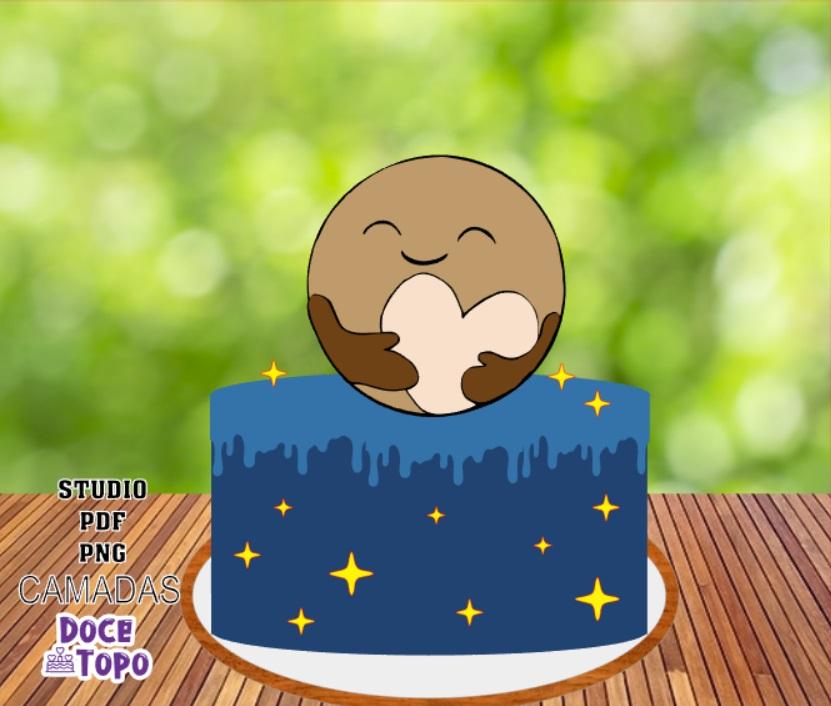 Topo de Bolo Planeta Plutão Studio/PDF/PNG