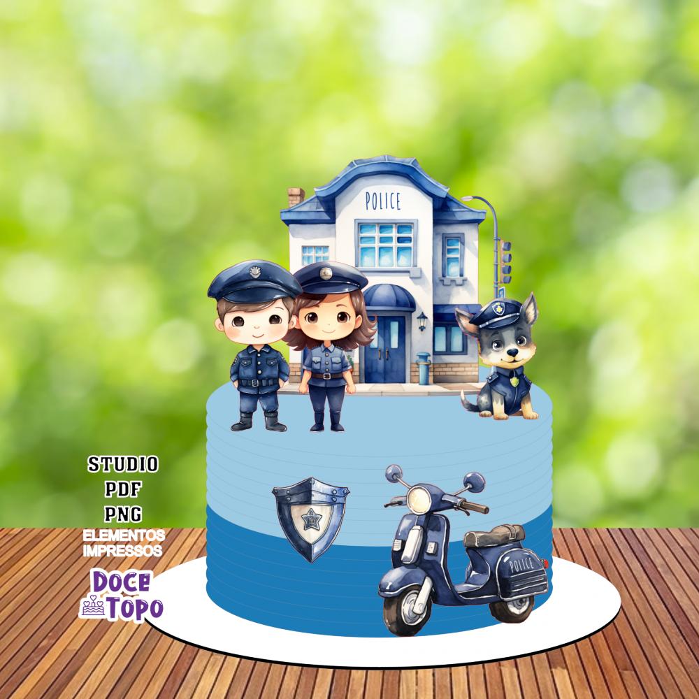Topo de Bolo Policial 02 Studio/PDF/PNG