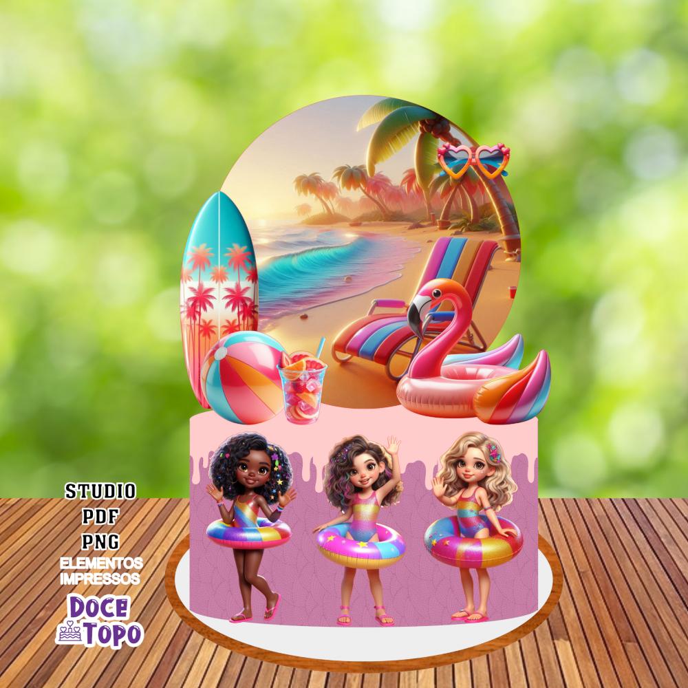 Topo de Bolo Pool Party 01 Studio/PDF/PNG