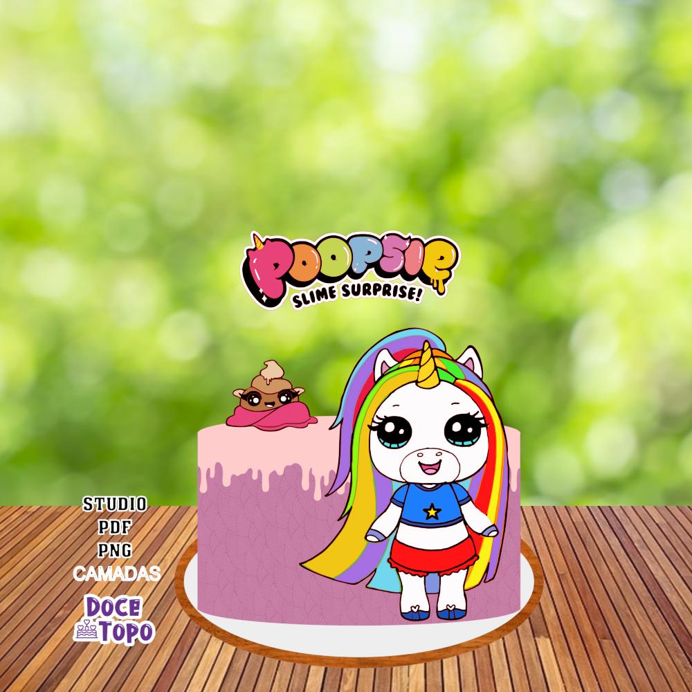 Topo de Bolo Poopsie Unicorn Camadas Studio/PDF/PNG