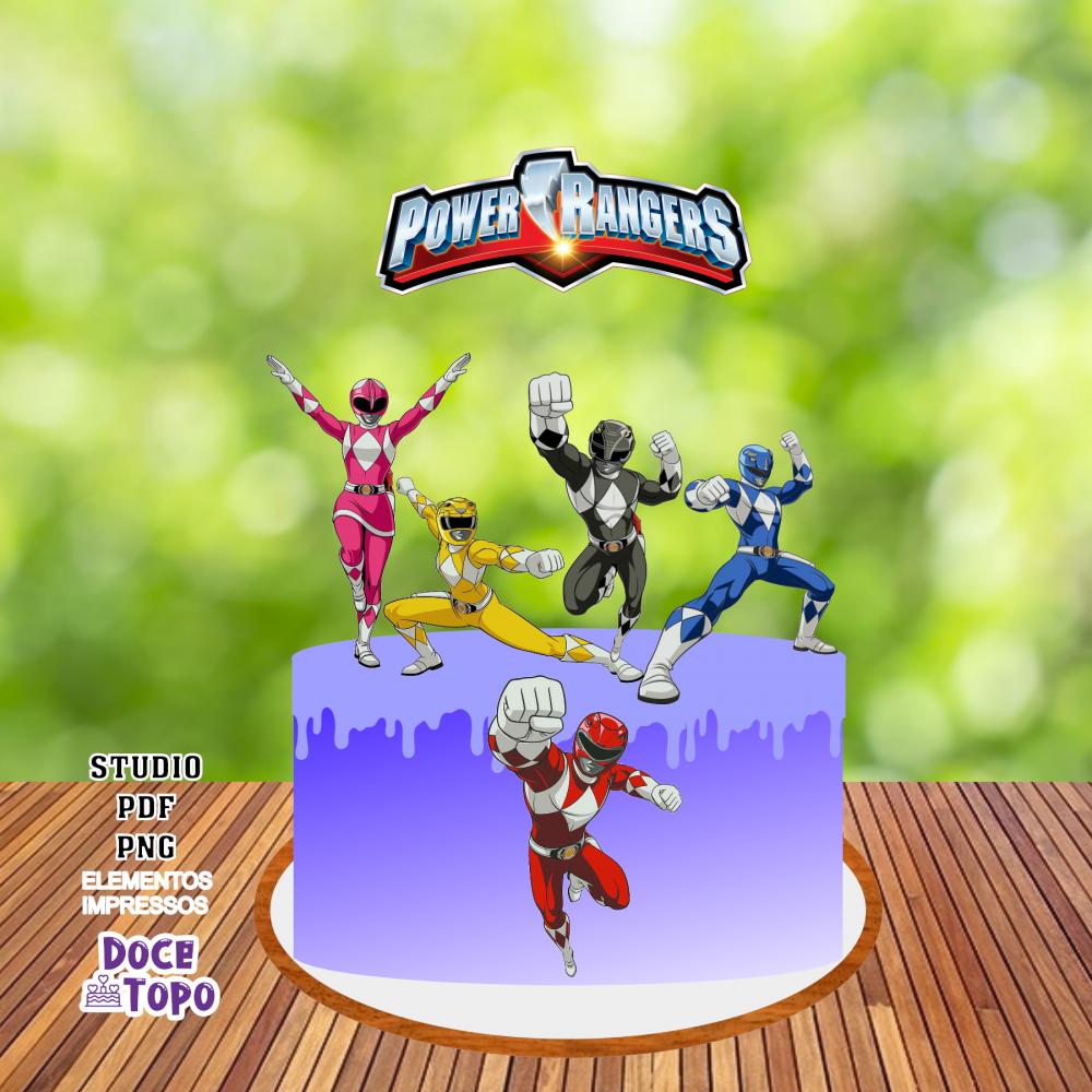 Topo de Bolo Power Rangers 01 Studio/PDF/PNG