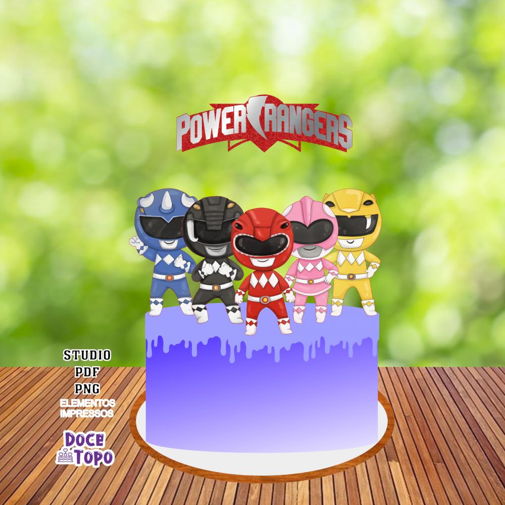 Topo de Bolo Power Rangers 02 Studio/PDF/PNG