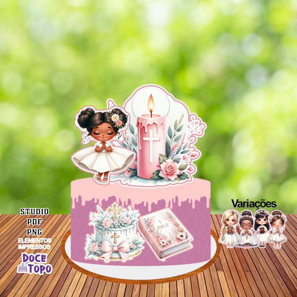 Topo de Bolo Primeira Comunhão 01 Studio/PDF/PNG