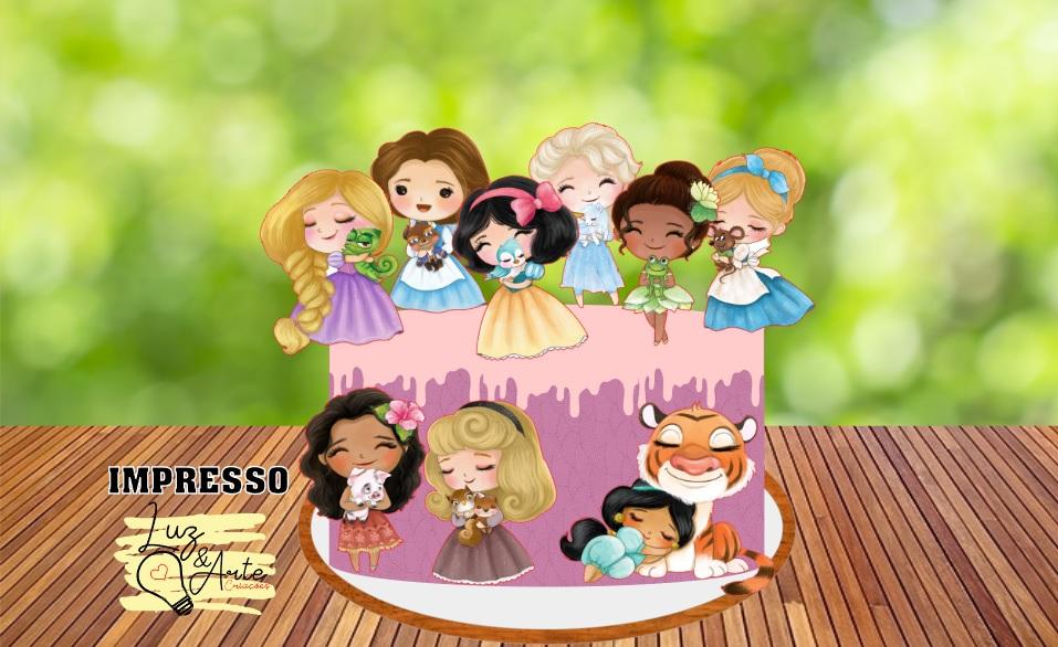 Topo de Bolo Princesas Disney 01 Studio/PDF/PNG