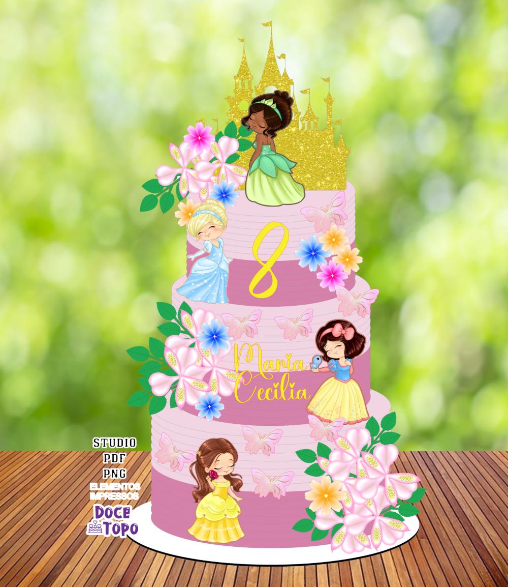 Topo de Bolo Princesas Disney 03 Studio/PDF/PNG