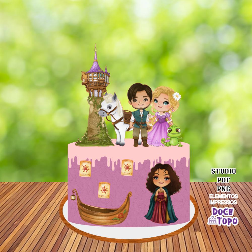 Topo de Bolo Rapunzel 02 Studio/PDF/PNG