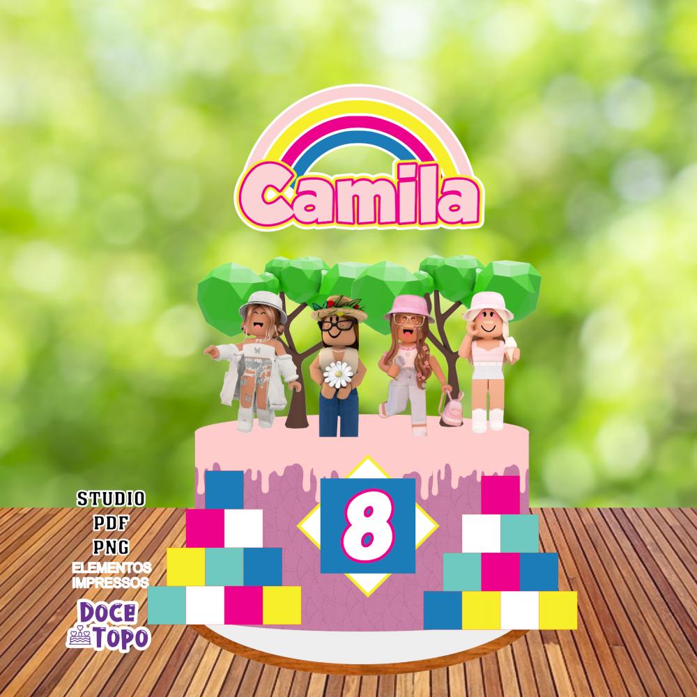 Topo de Bolo Roblox 02 Menina Studio/PDF/PNG