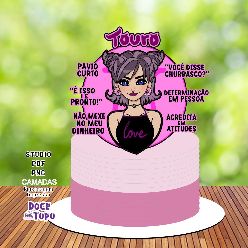 Topo de Bolo Signos - Touro Studio/PDF/PNG