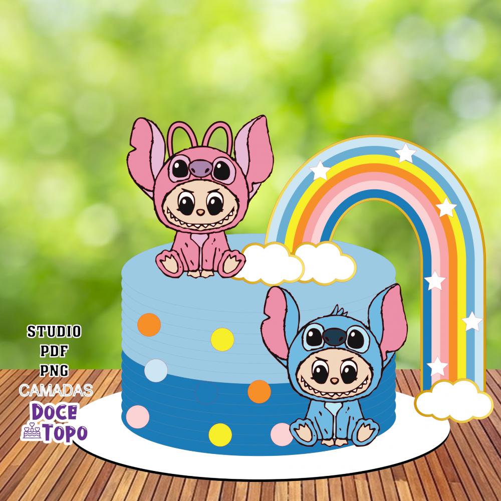 Topo de Bolo Labubu Stitch 01 Studio/PDF/PNG