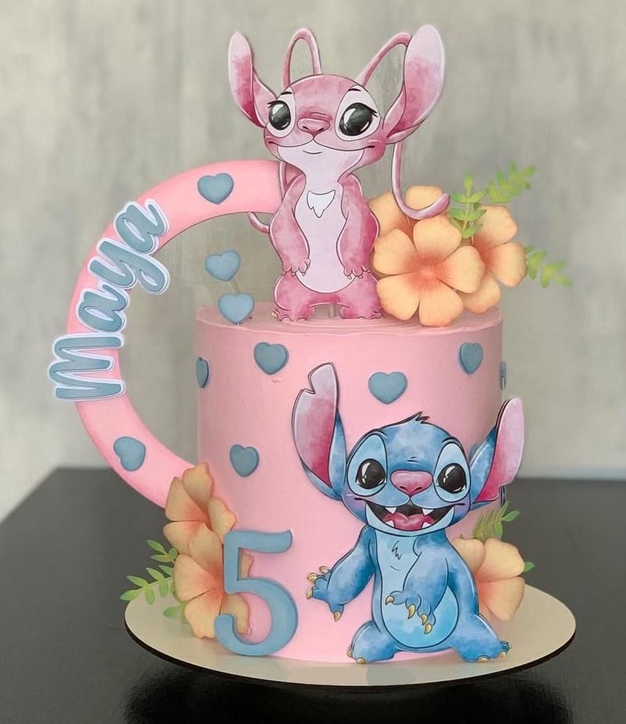 Topo de Bolo Stitch e Angel 05 Studio/PDF/PNG