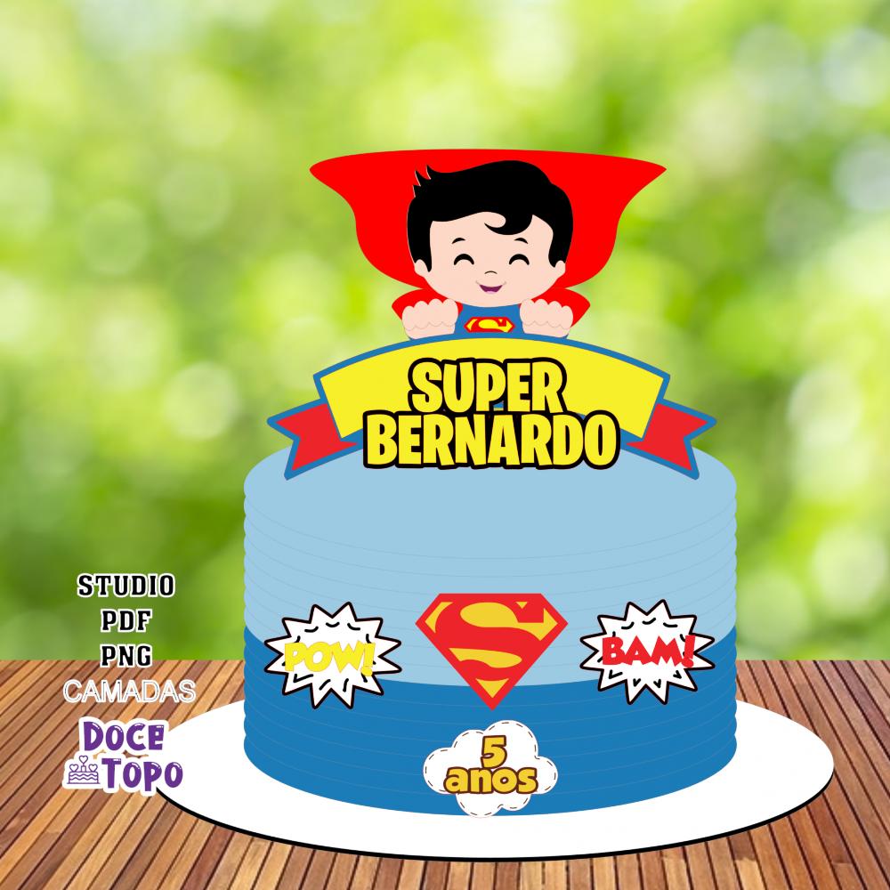 Topo de Bolo Superman Baby 01 Studio/PDF/PNG
